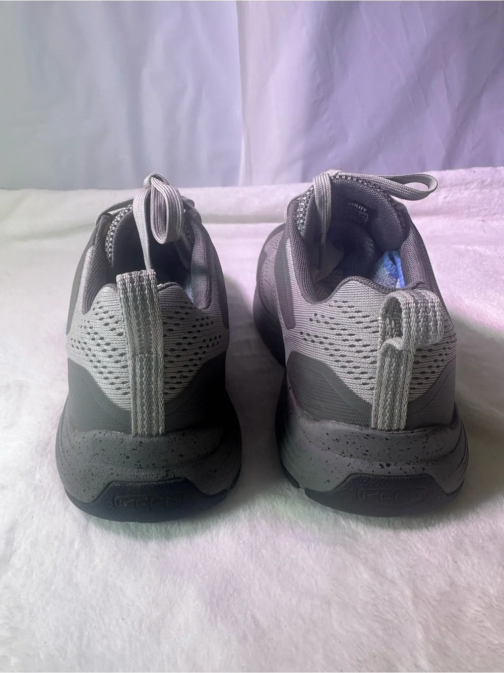 Keen Gray Mesh Athletic Sneaker with Orange Accent